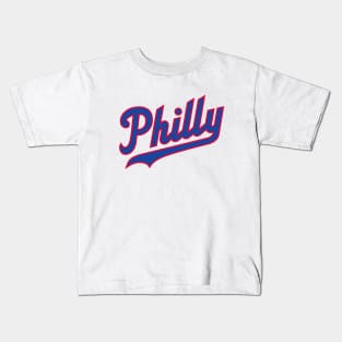 Philly Script - White/Blue Kids T-Shirt